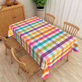 Aperturee - Aperturee Multicolored Checkered Rectangle Tablecloth for Vibrant and Fun Birthday or Pride Party Decorations